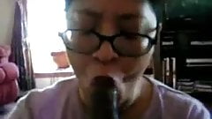 Chinese Milf suck black cock many times