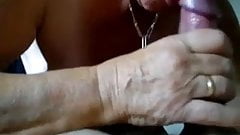 Granny sucks and swallows