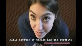 Marie gets her hairy pussy creampied by her boss