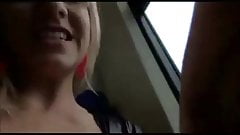 Blonde german slut sucking and fucking in the train